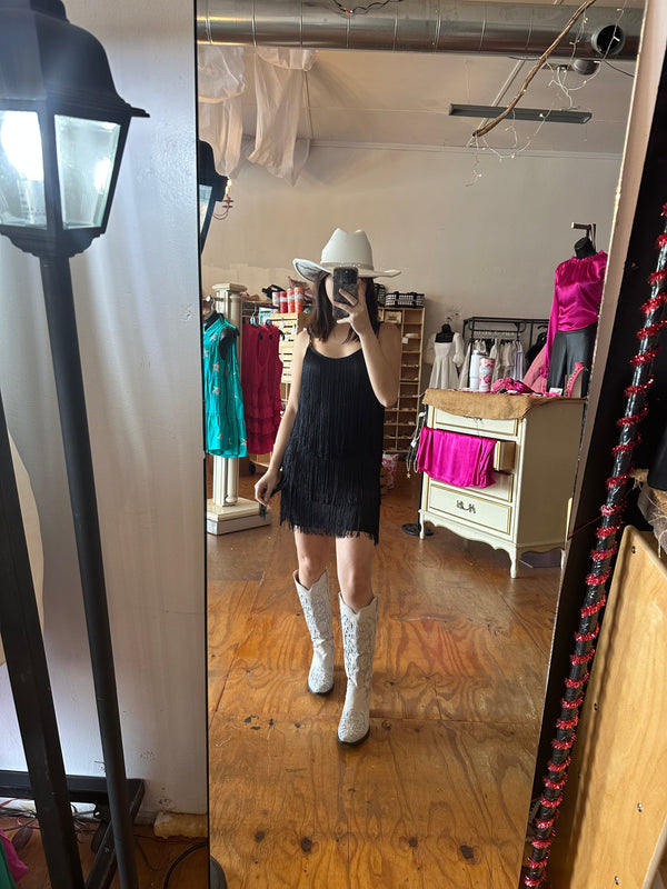 Black Fringe Mini Dress