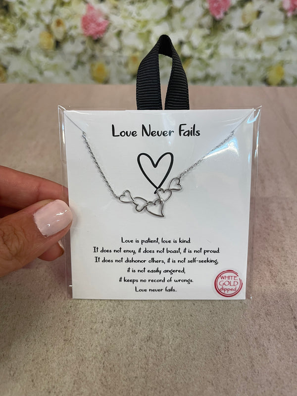 White Gold Dipped Love Never Fails Necklace