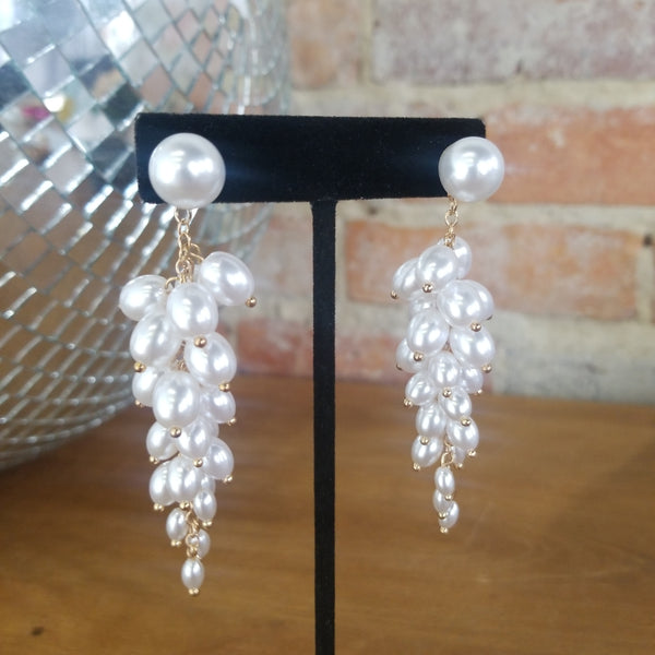 Multi Pearl Chandelier Earrings