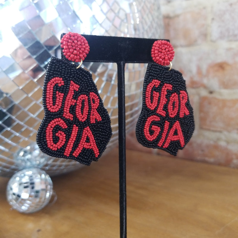 Beaded Georgia State Earrings
