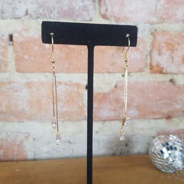 Gold/Rhinestone Drop Earrings