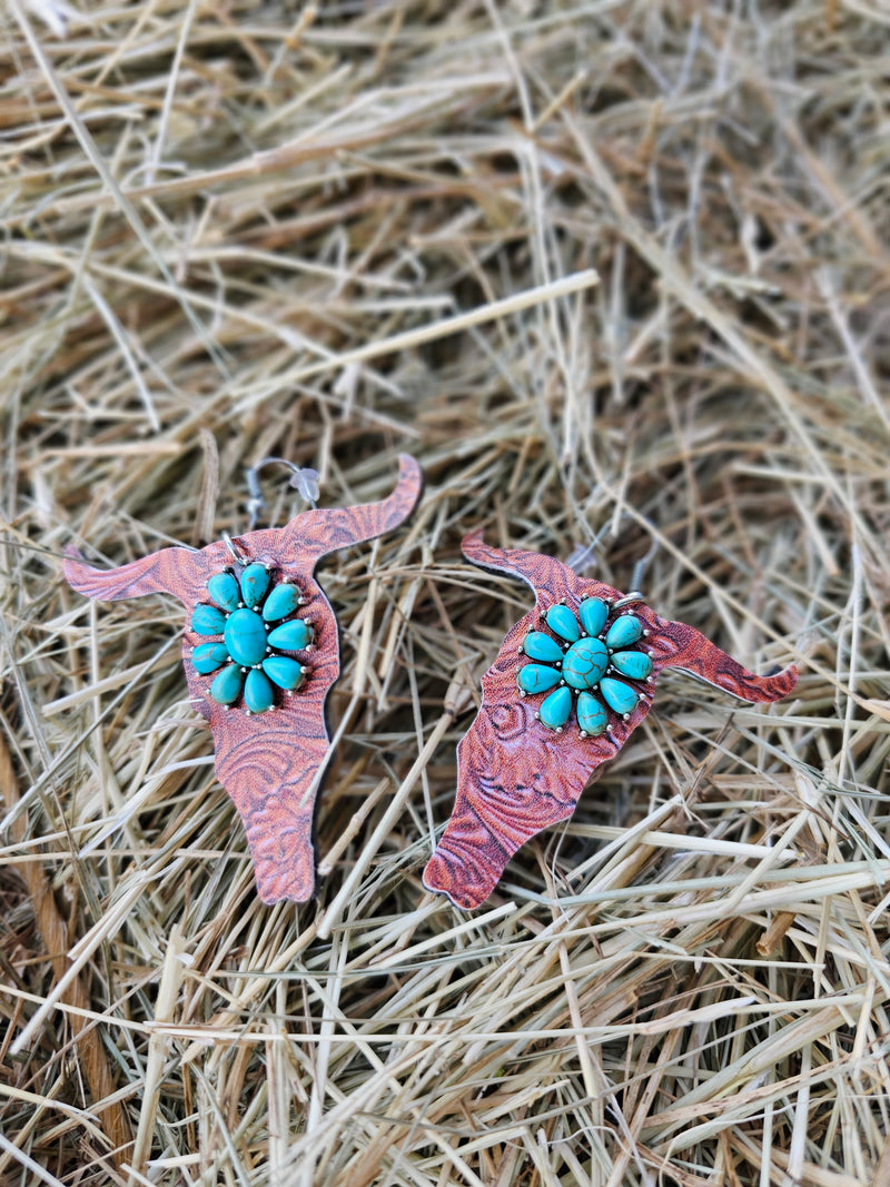 Longhorn Squash Blossom Earrings
