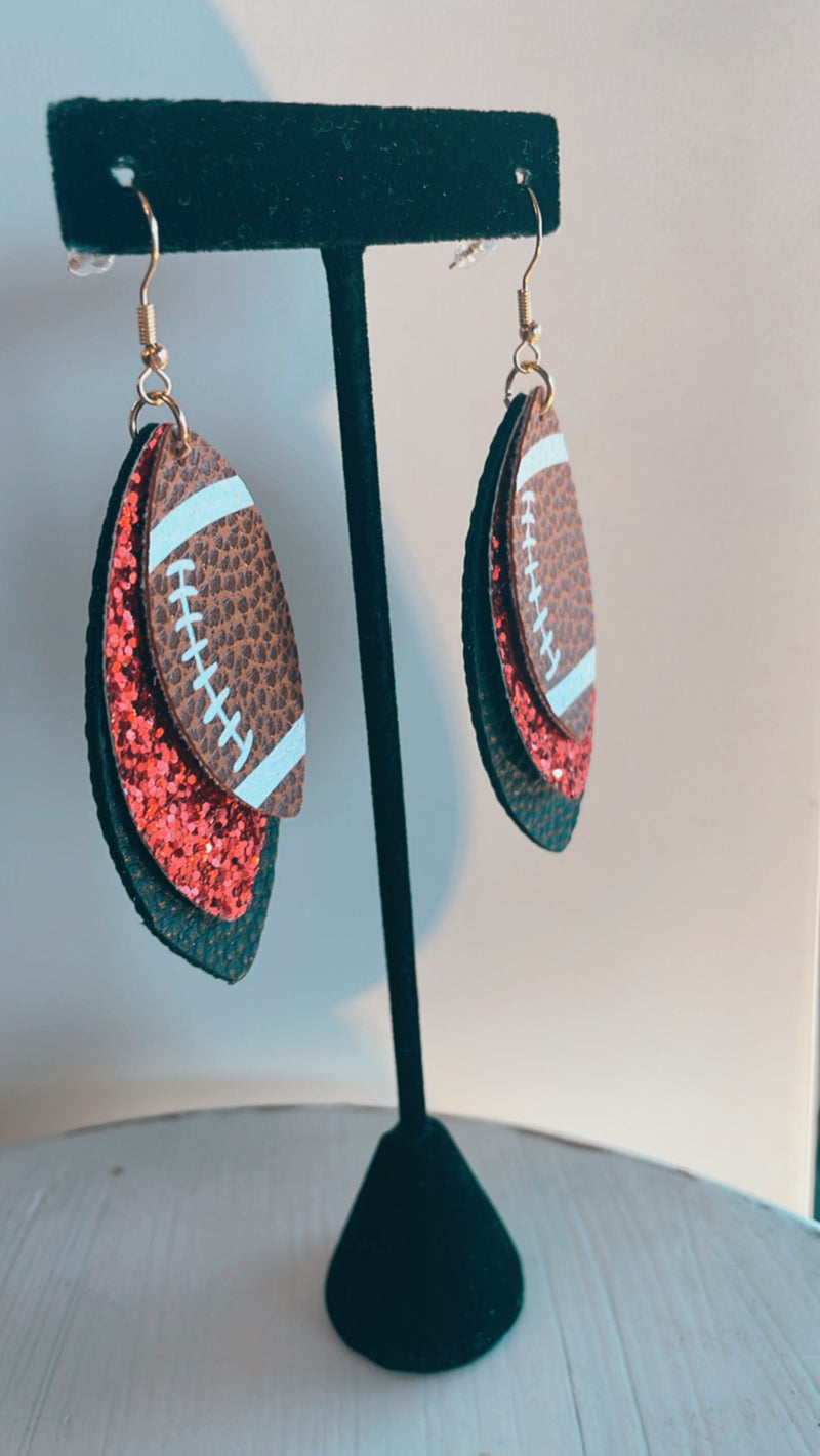 Gameday Glitter Football Earrings