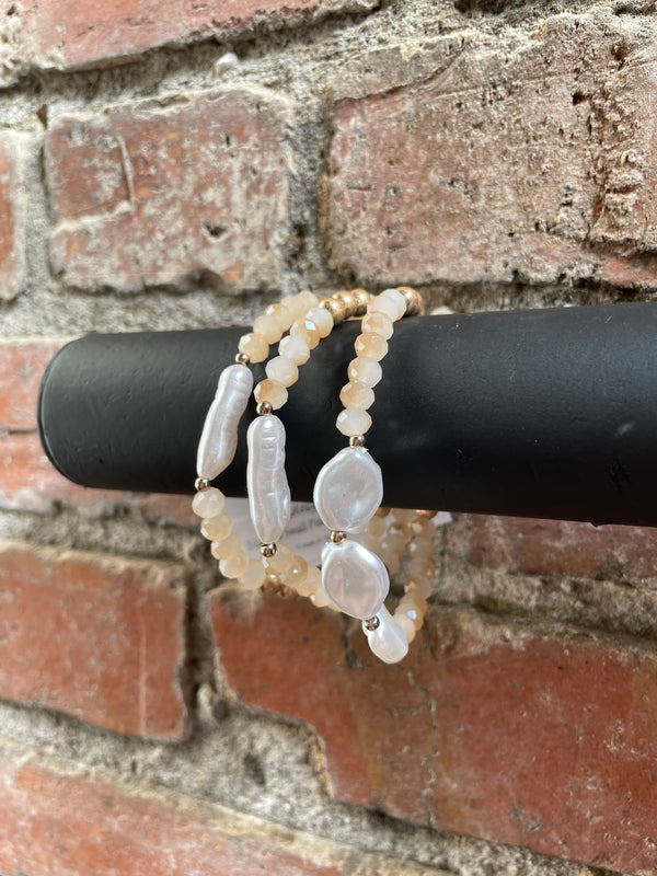 3 Layered Small Pearl Beaded Bracelet