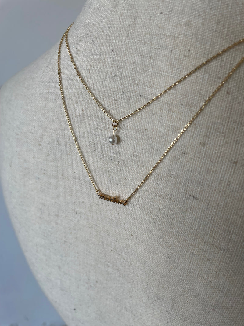 Motherhood Gold & Small Pearl Necklace
