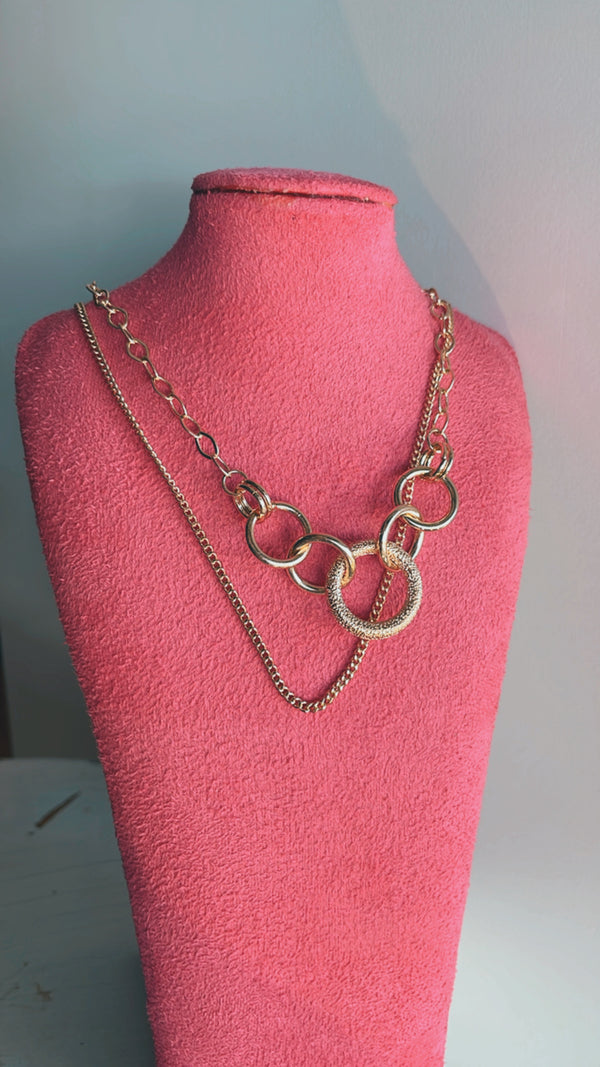 2 Layered Texture O Linked Necklace