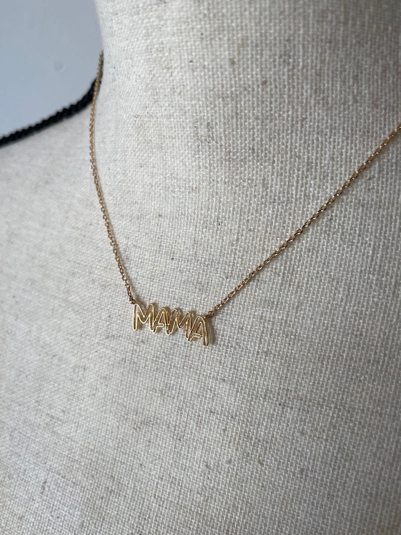 Gold Uppercase Mama Necklace