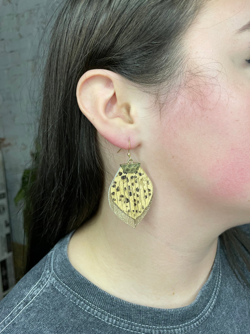 Leopard Marquise Layer Earrings