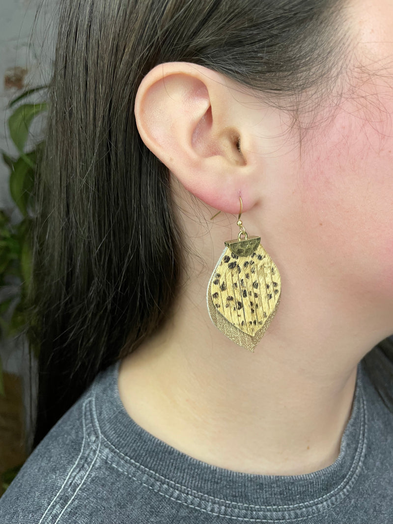Leopard Marquise Layer Earrings