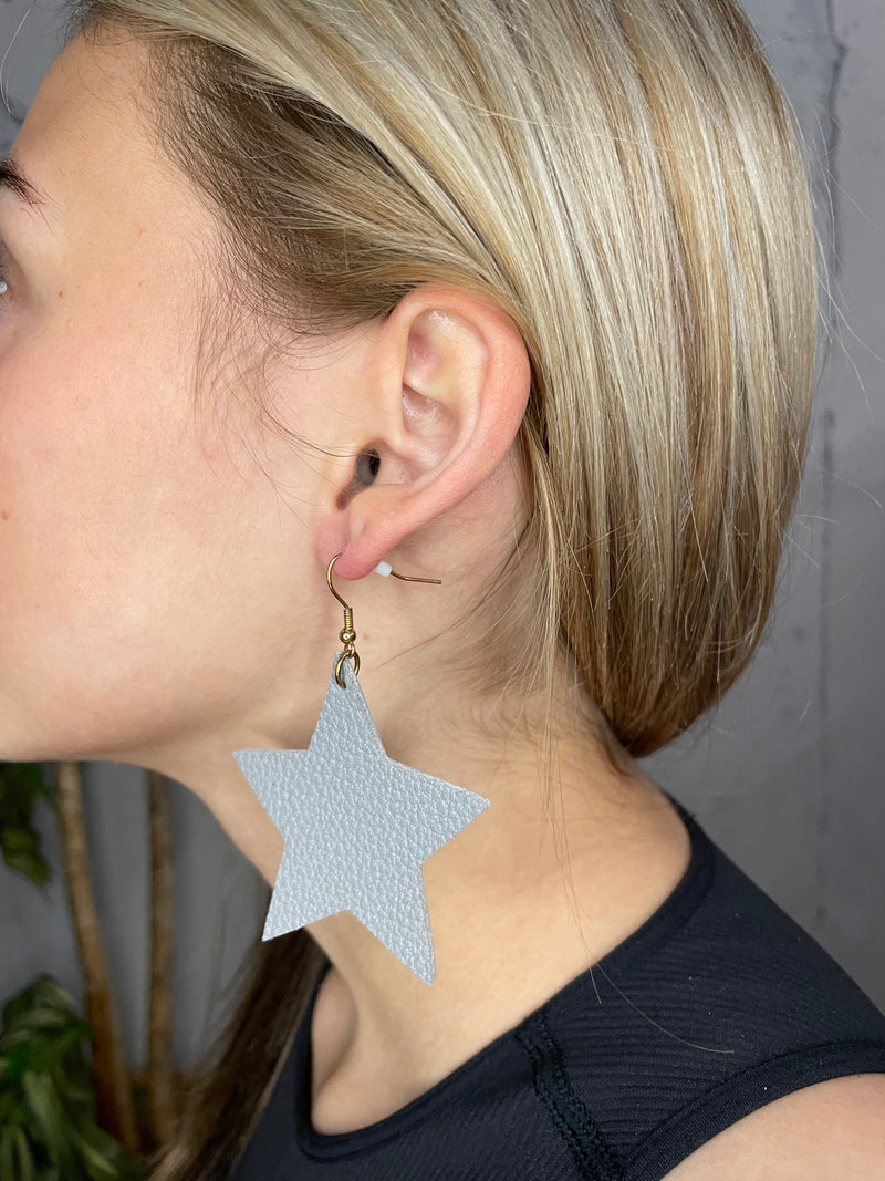Gray Star Earrings