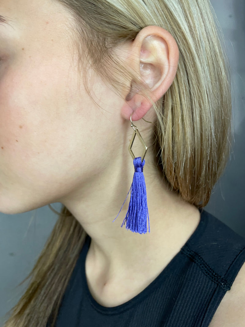 Rhombus and Tassel Earrings