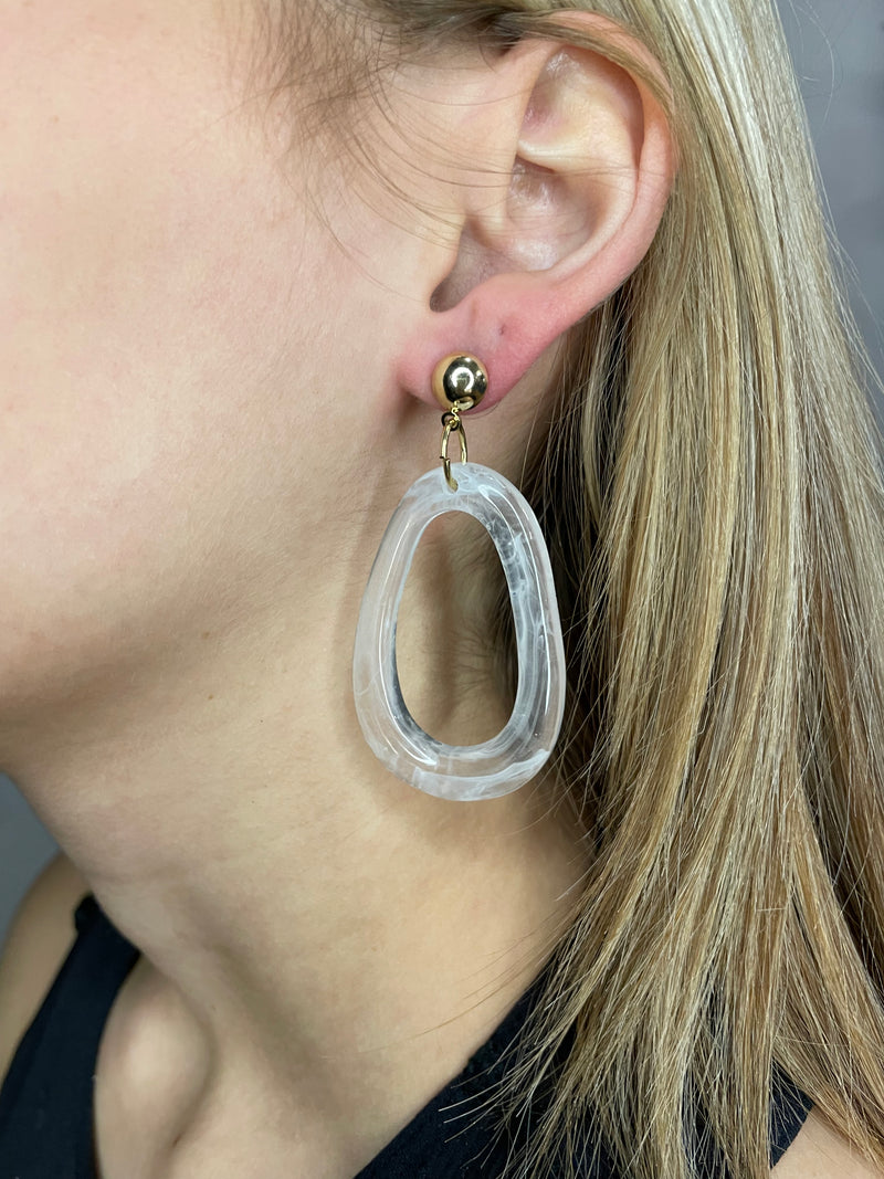 Swirl Acrylic Oval Earrings