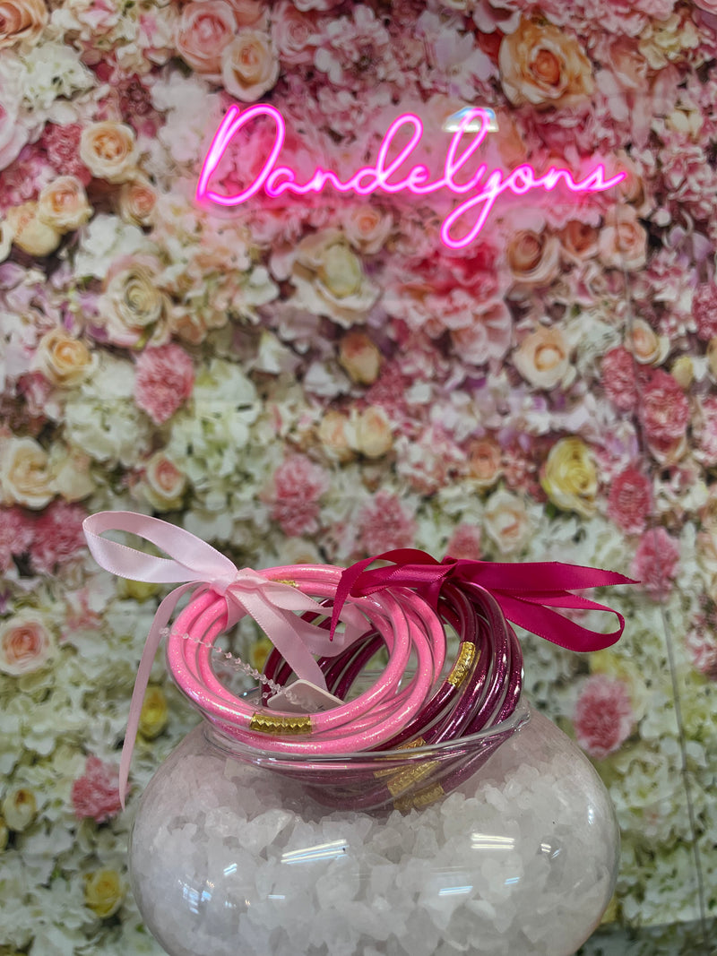 Fuchsia/ Light Pink Jelly Glitter Bracelets