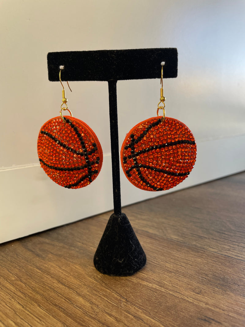 Rhinestone Basketball Earrings