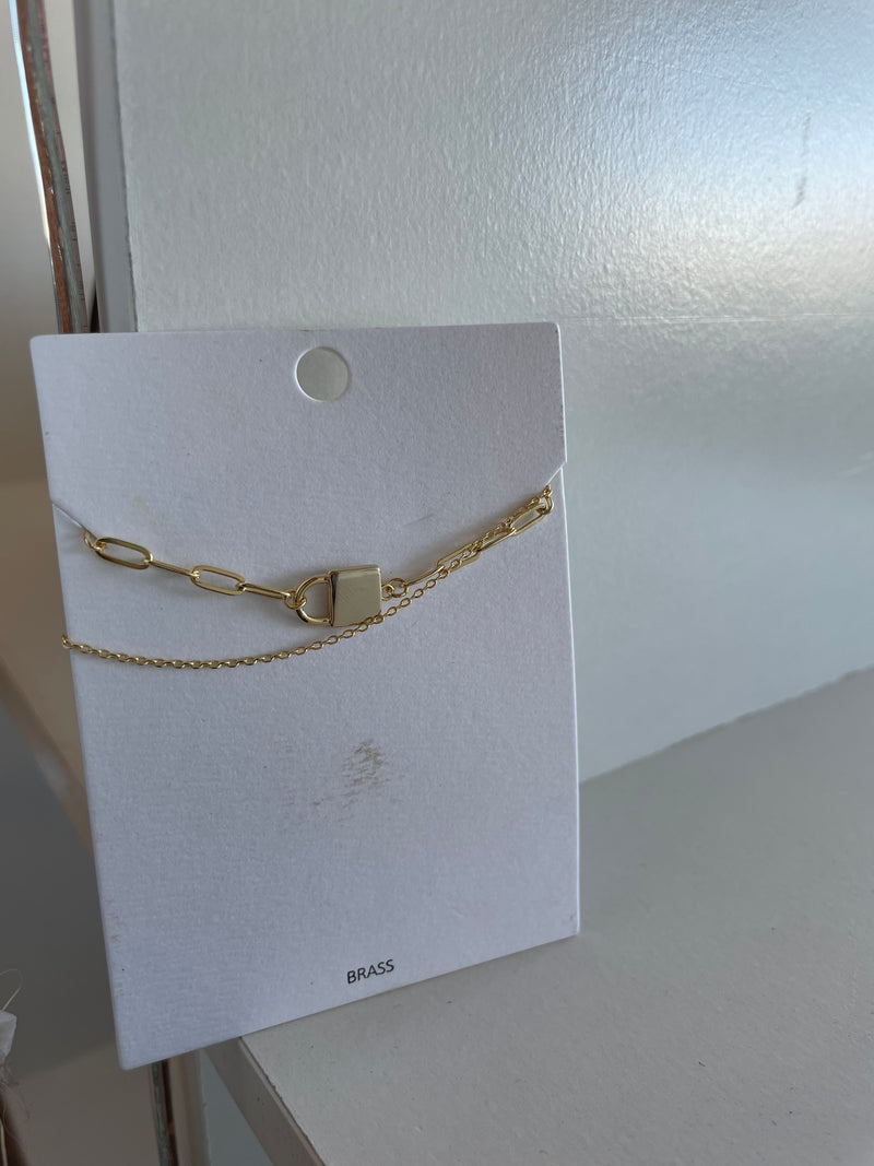 Golden Lock and Key Necklace