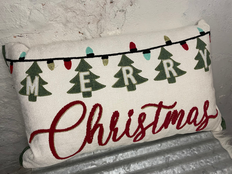 Merry Christmas Crochet Throw Pillow