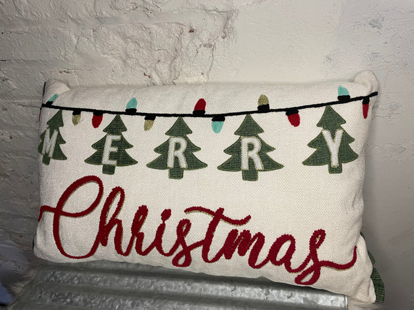 Merry Christmas Crochet Throw Pillow