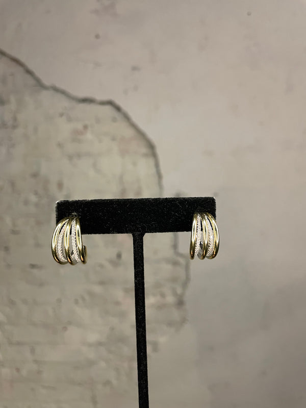 Two Tone Gold & Diamond Hoop Earrings