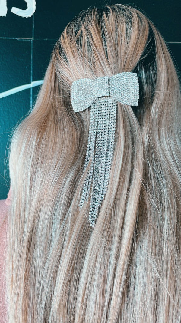 Crystal Big Bow Tassel Hair Pin