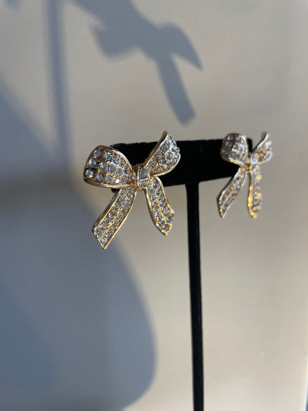 Ribbon & Pave Crystal Earrings