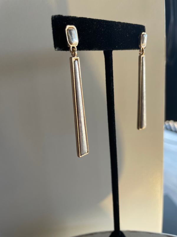 Gold & Gray Marbled Drop Earrings