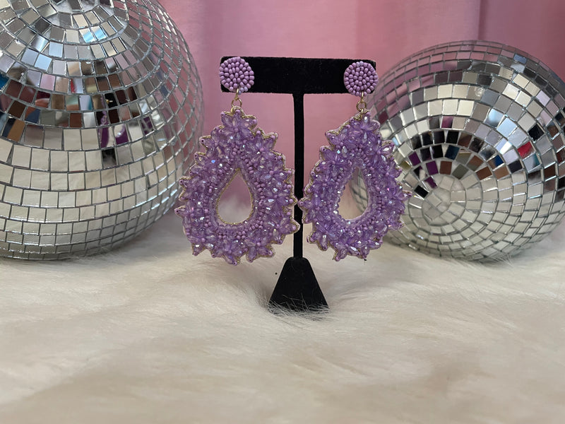 Beaded Purple Earrings