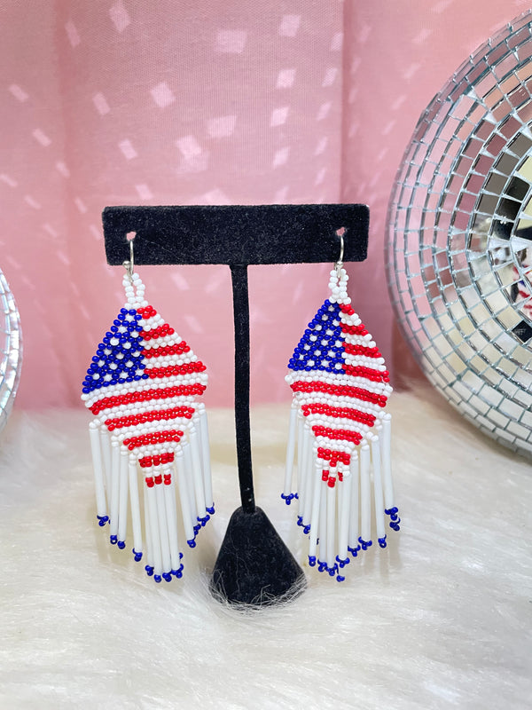 Marquise American Flag Earrings