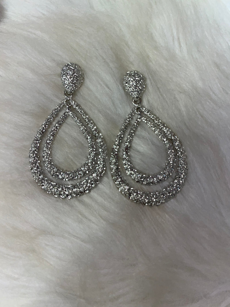 Textured Silver Dangle Earrings