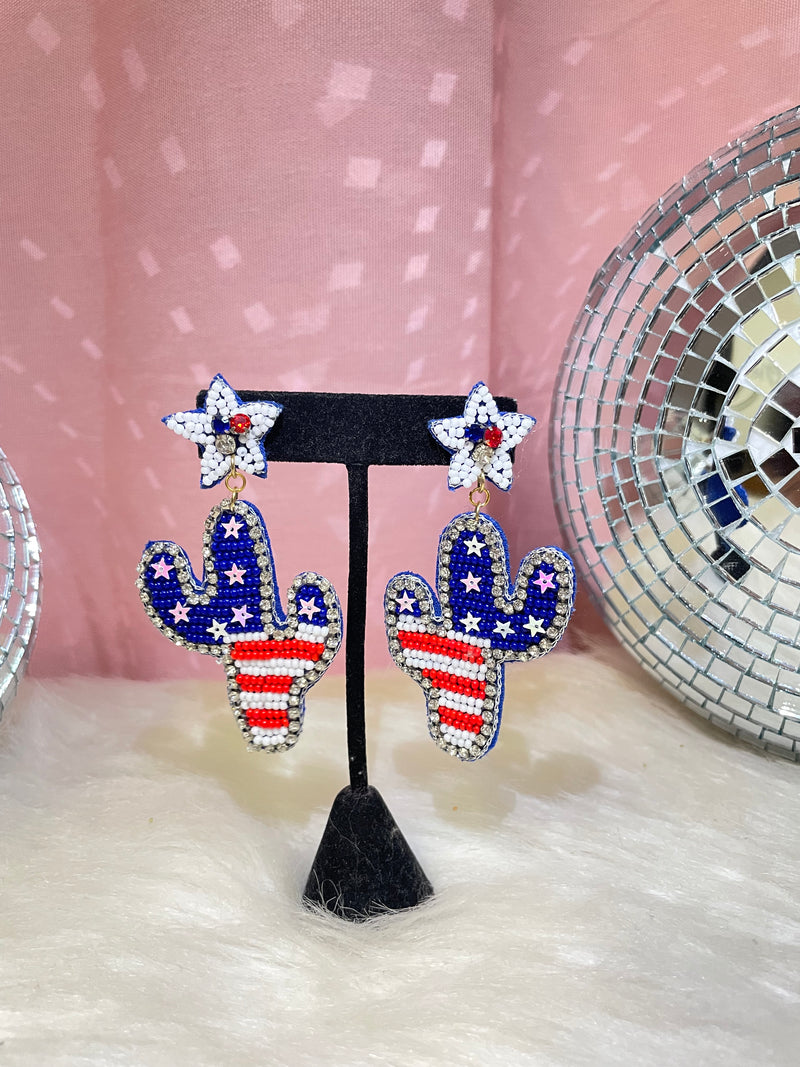 Patriotic Cactus Earrings