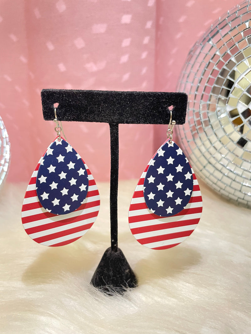 American Flag Teardrop Earrings