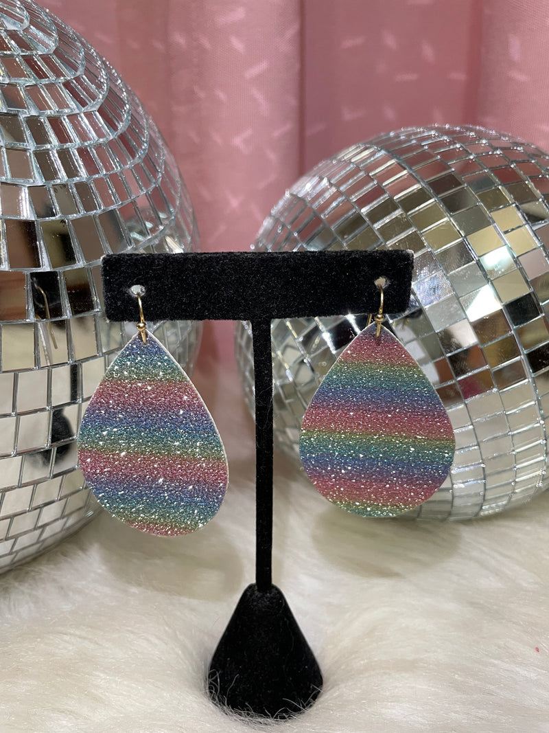 Multicolor Glitter Teardrop Earrings