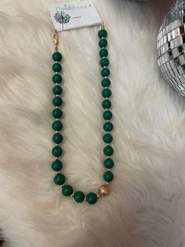 Green/Gold Wooden Necklace
