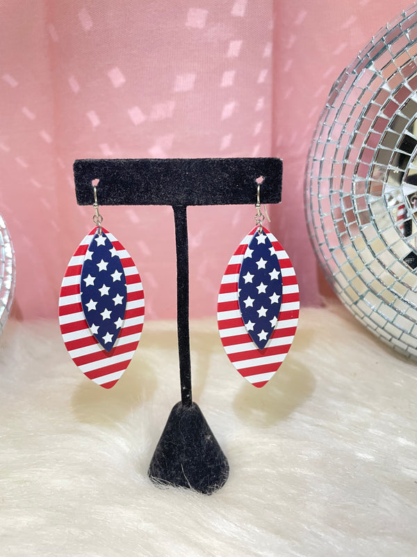American Flag Marquise Earrings