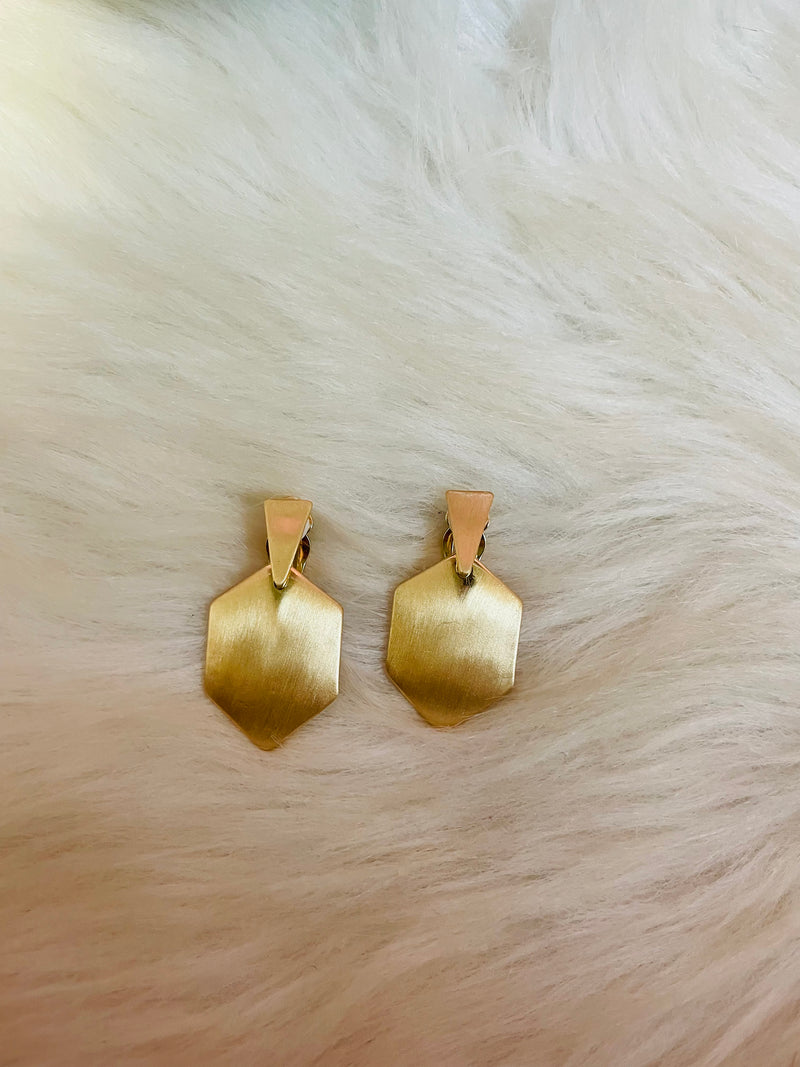 Gold Clip on Geometric Earrings