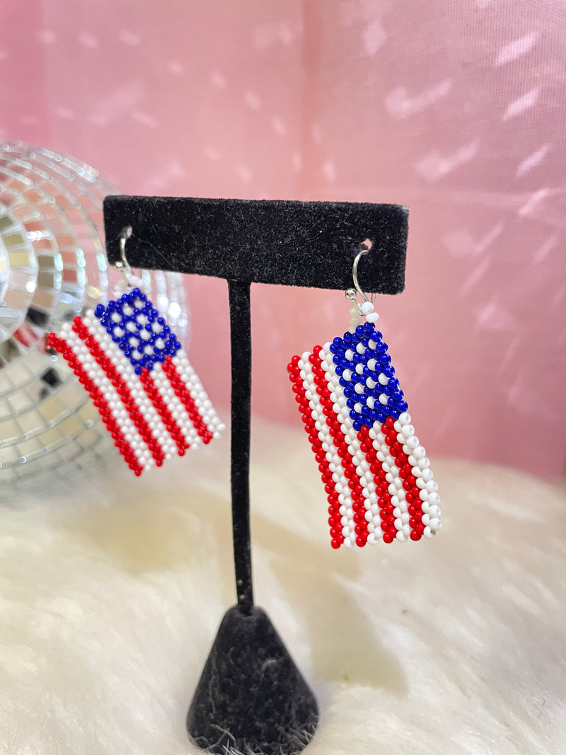 Bead USA Flag Earrings