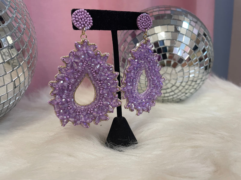Beaded Purple Earrings