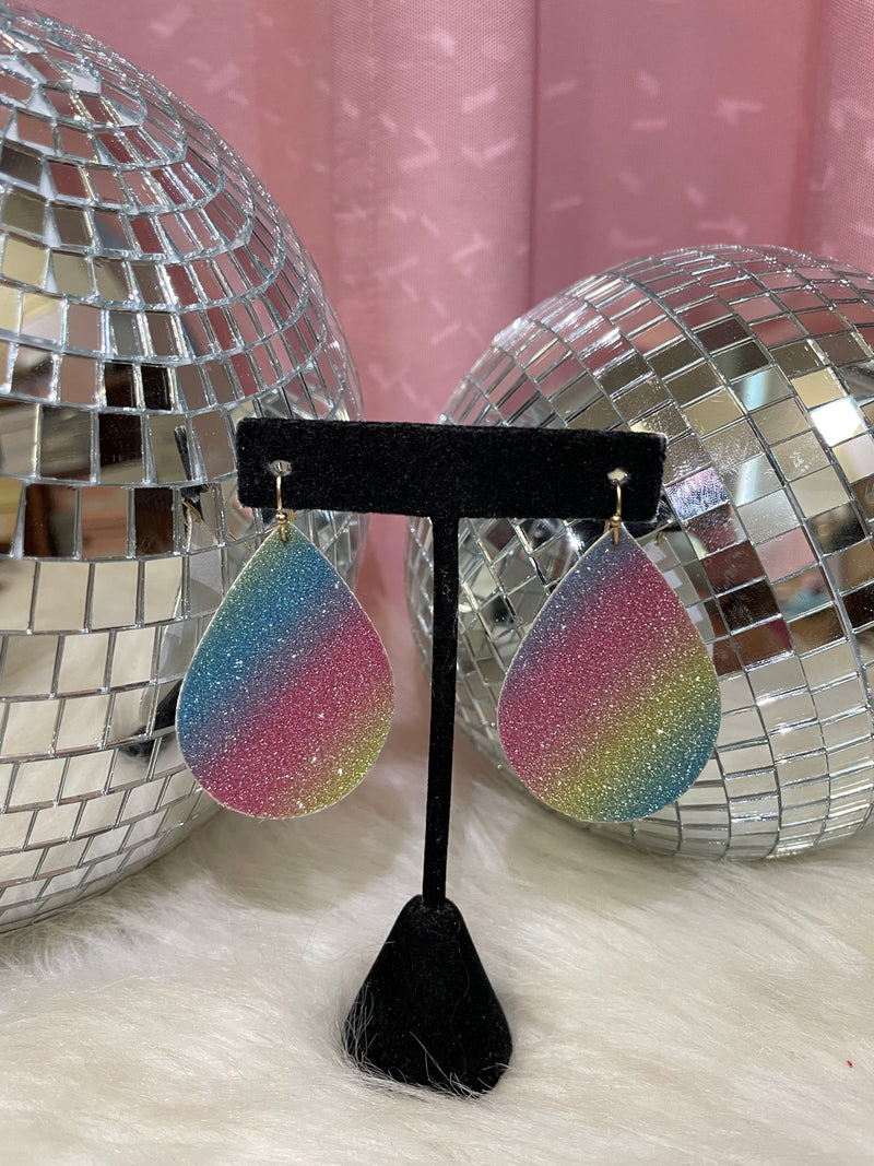 Multicolor Glitter Teardrop Earrings