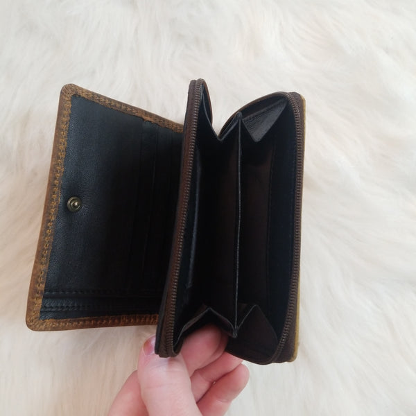 Smartness overload leather and hair on wallet