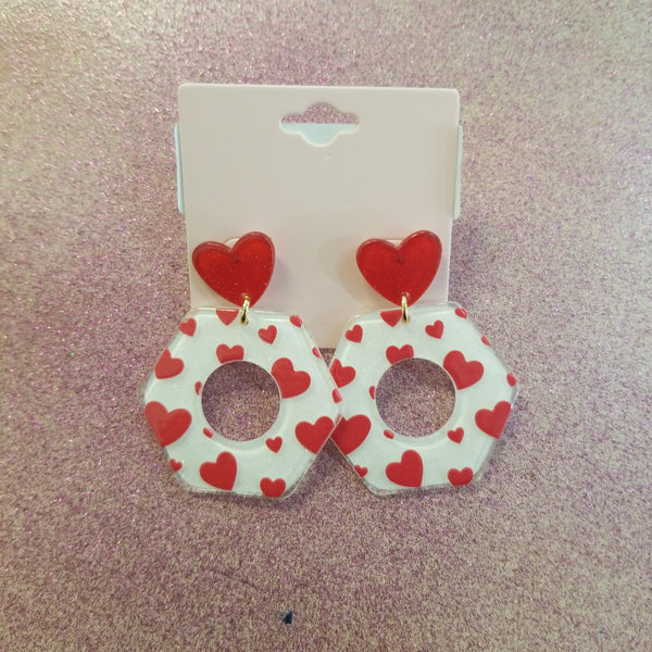 Heart Hexagon Earrings
