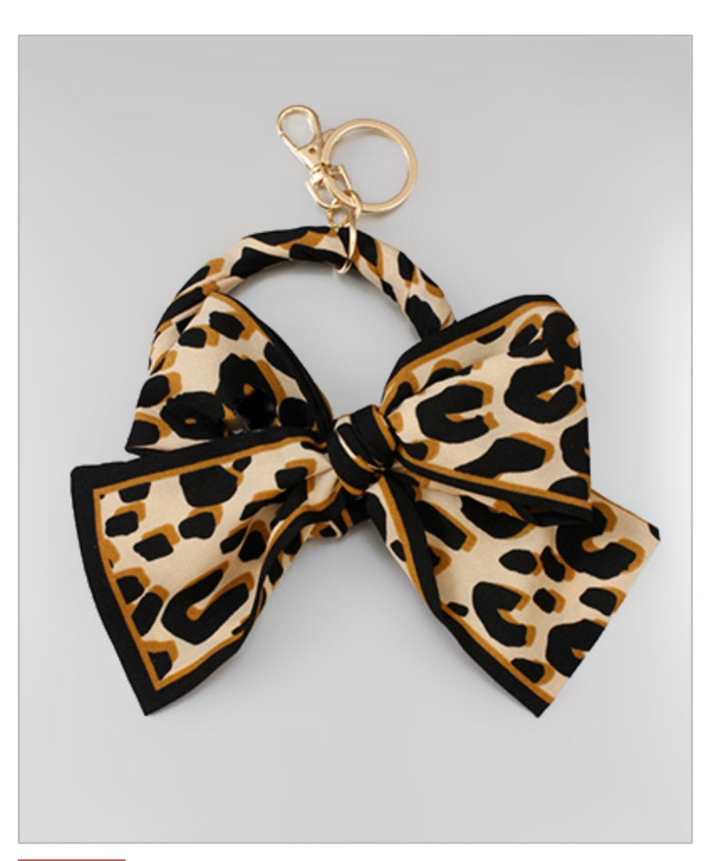 Bow Bracelet Keyring - Leopard