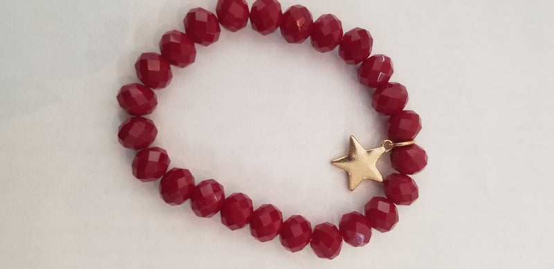 Burgundy star bracelet