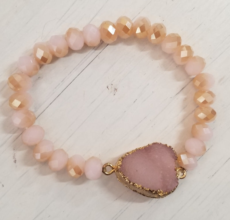 Pink Beaded Stone Stone Bracelet