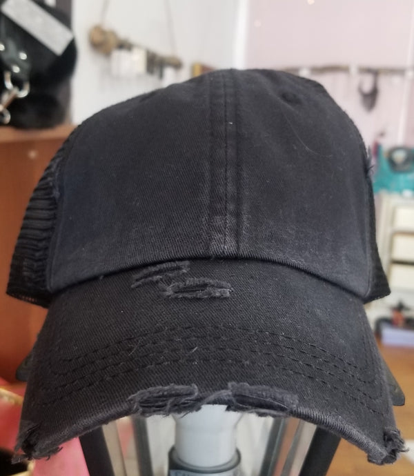 Black Distressed Cap