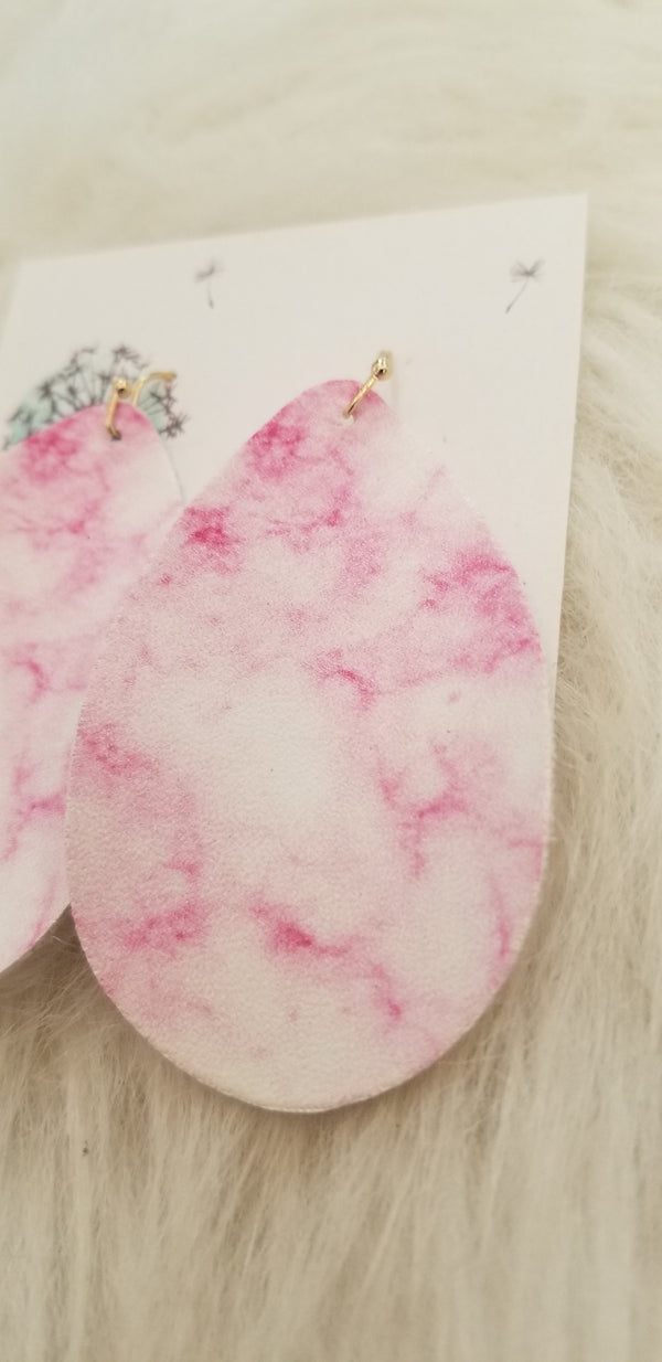 Pink Marbled Teardrop Earrings