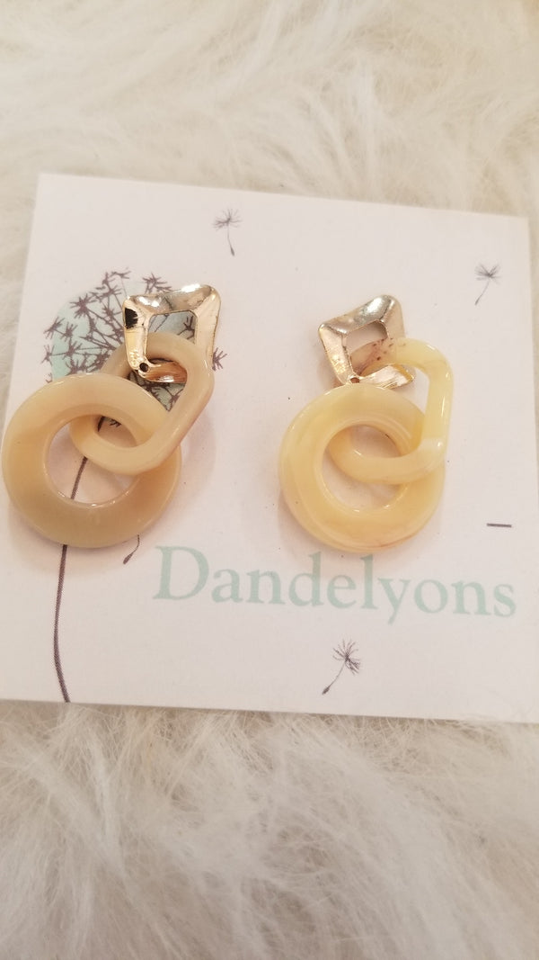 Natural Oval & Circle Link Earrings