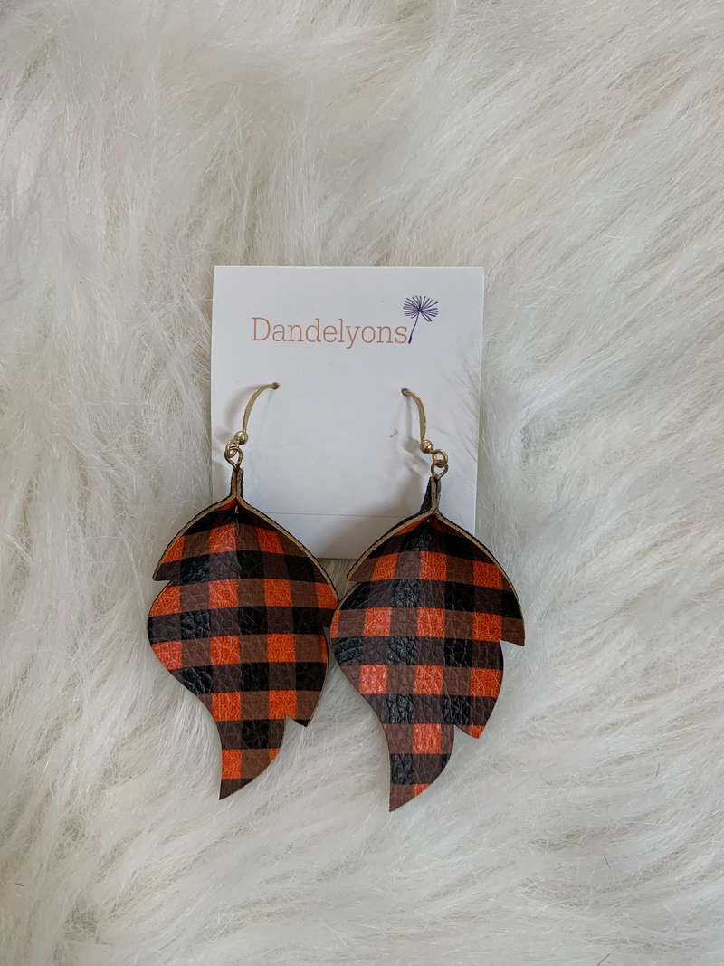 Plaid Feather Earrings