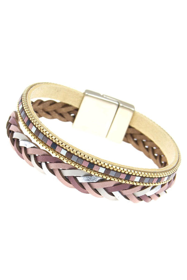 Pink Braided Multi-Strand Magnetic Bracelet