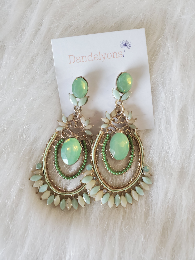 Green Stones Dangle Earrings