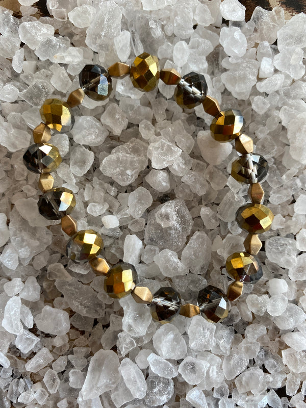Gold and Charcoal Grey Bracelet