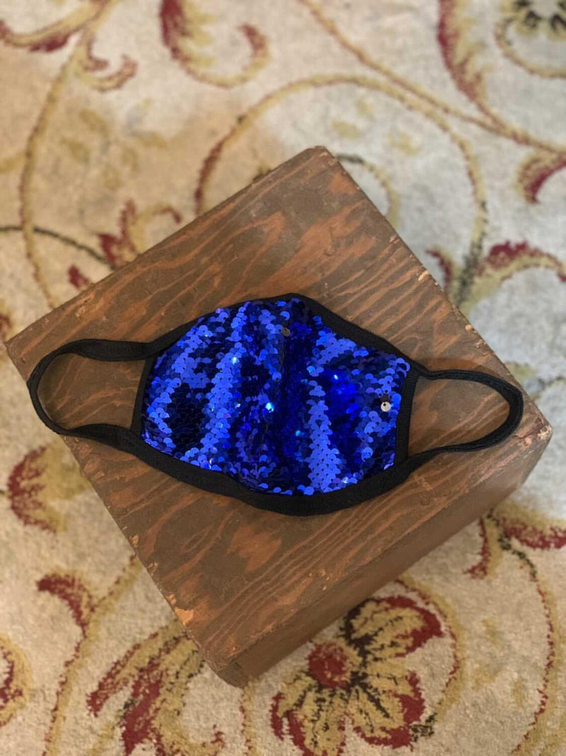 Royal Blue and Silver  Sequin Mask